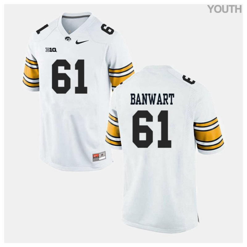 Youth Iowa Hawkeyes NCAA #61 Cole Banwart White Authentic Nike Alumni Stitched College Football Jersey TF34W15ZR
